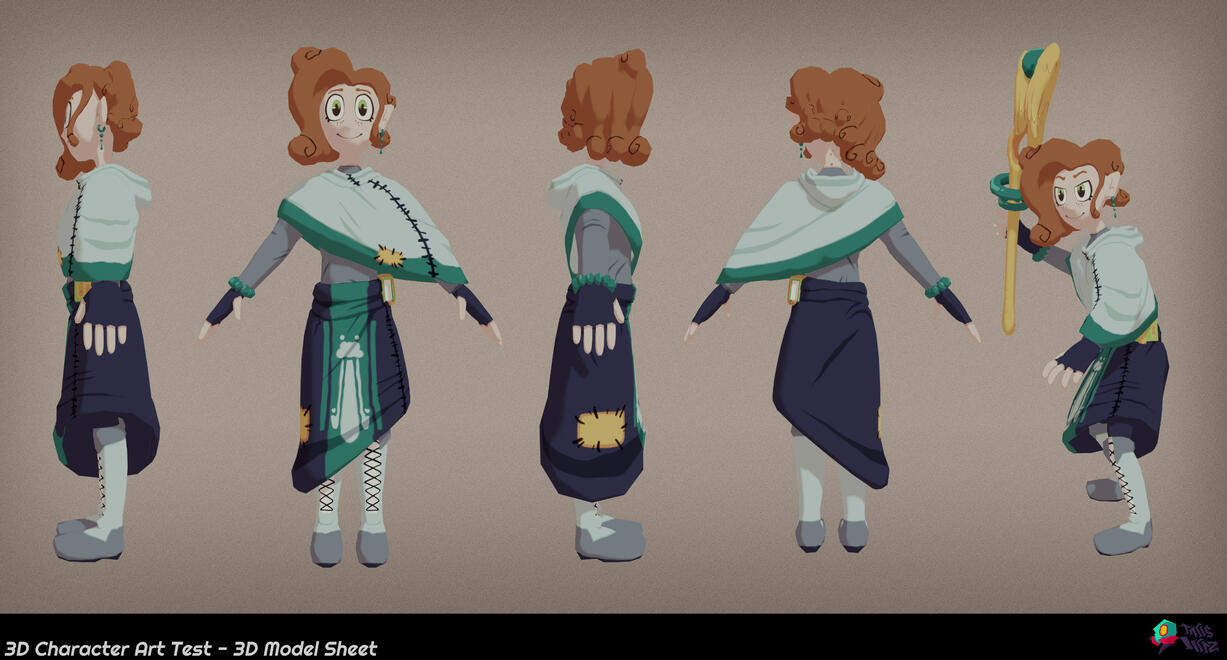 Belinay Damla - 3D Model Sheet (Formerly done as an Art Test) - Blender/Substance 3D Painter 2023
