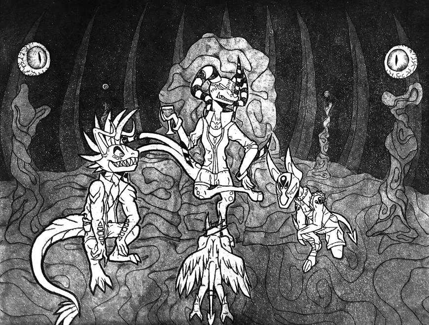 Hierarchy - Drypoint Etching + Aquatint Print 2022