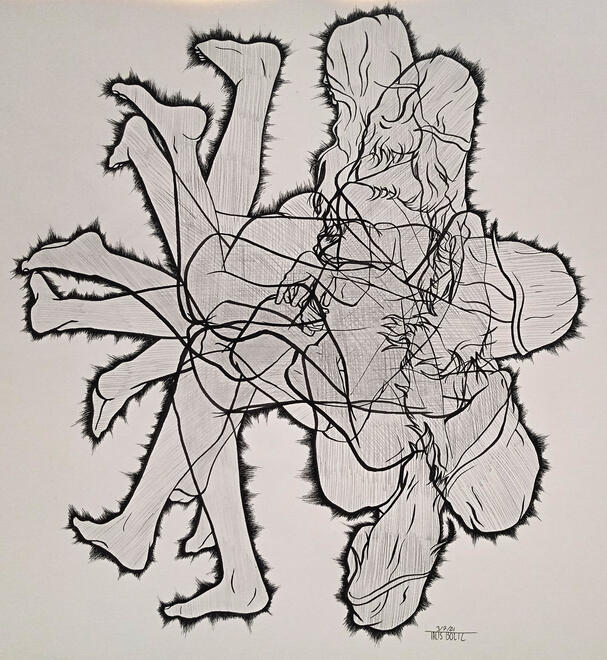 Maximalist Human Wheel - Ink + Pencil 2021